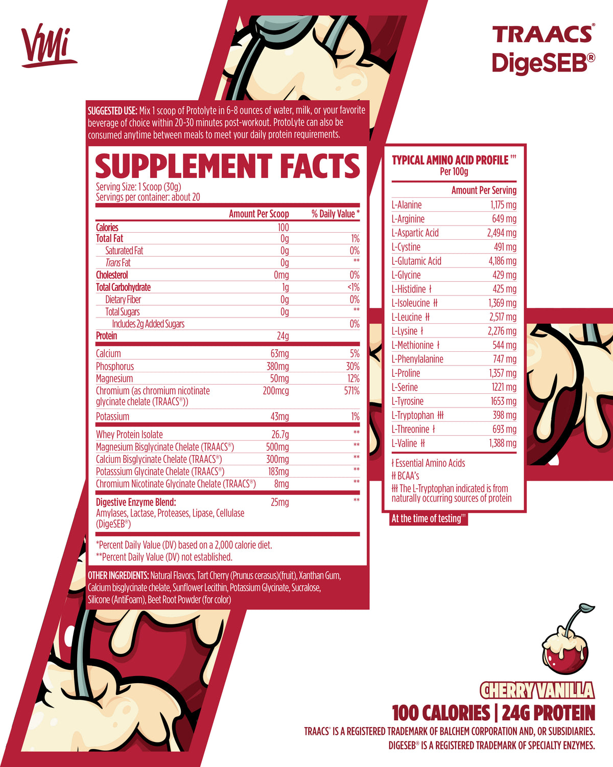 ProtoLyte® 100% Premium Whey Isolate Protein nutrition and supplement facts label